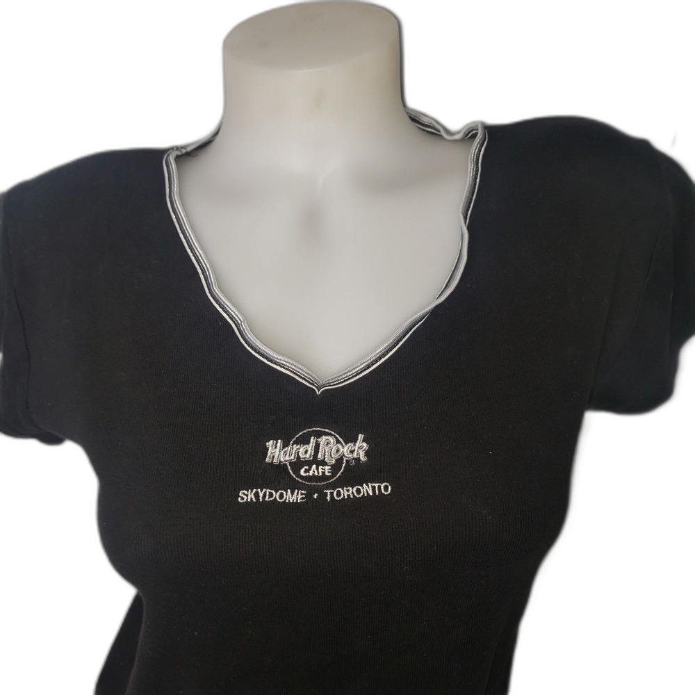 Hard Rock Cafe Toronto Black Short Sleeve Logo Crop Tee - Picture 3 of 7